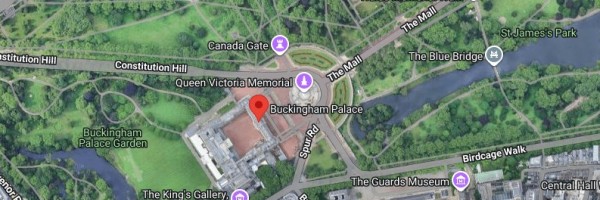 Map showing Buckingham Palace location