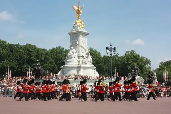 Changing of the Guard ceremony at Buckingham Palace in 2025