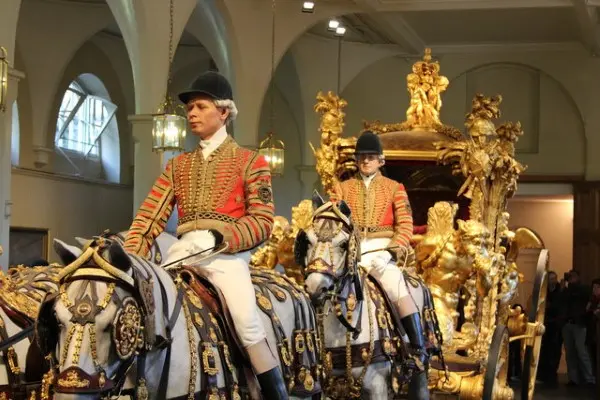 Royal horses in the stables at Buckingham Palace
